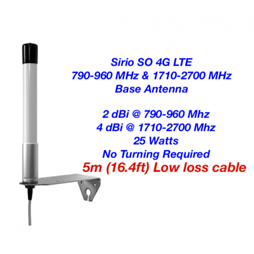 (image for) Sirio SO 4G LTE 790-960 Mhz & 1710-2700 Mhz Antenna with Cable - Click Image to Close