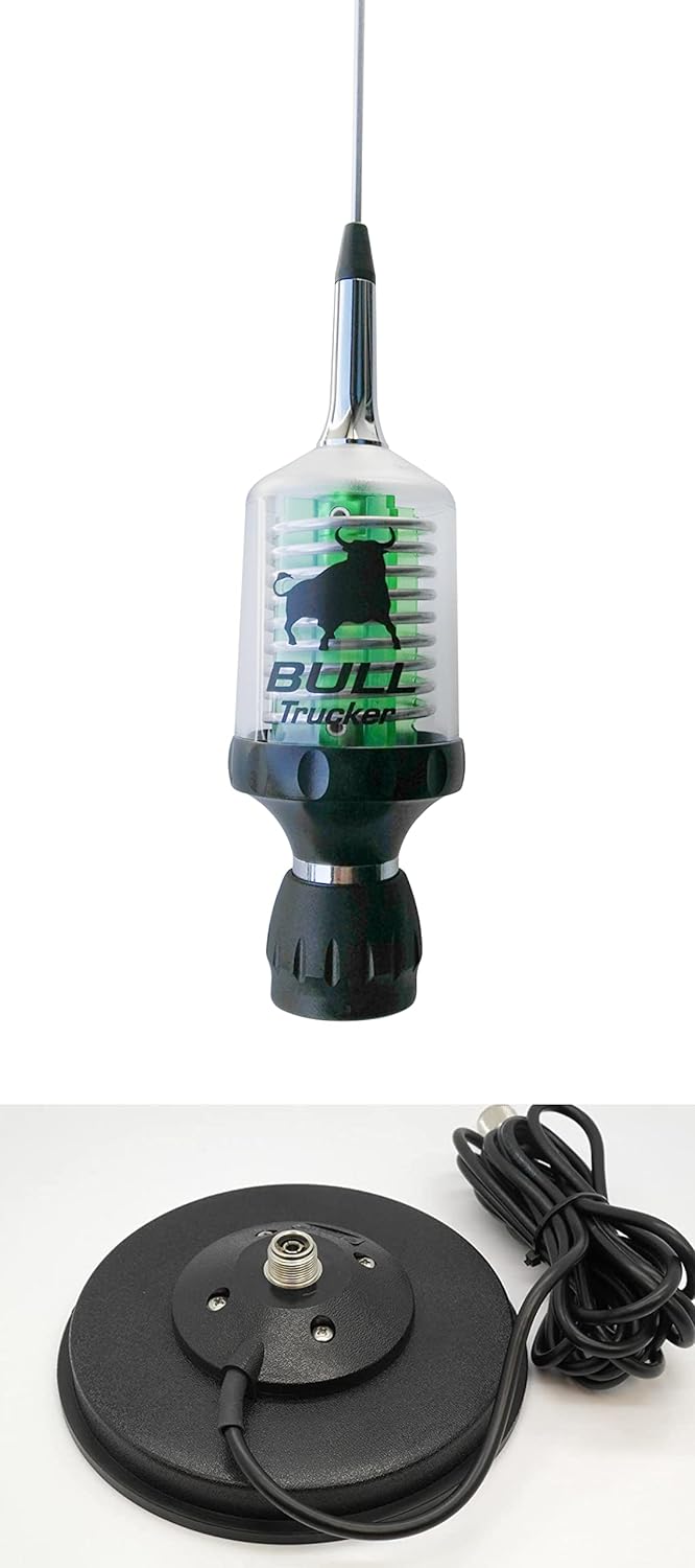 (image for) Sirio Bull Trucker 3000 PL LED 3500 Green LED Mobile Antenna with Mag 145 PL Mag Mount